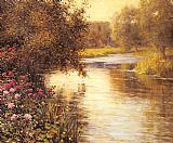 Louis Aston Knight Spring Blossoms along a Meandering River painting